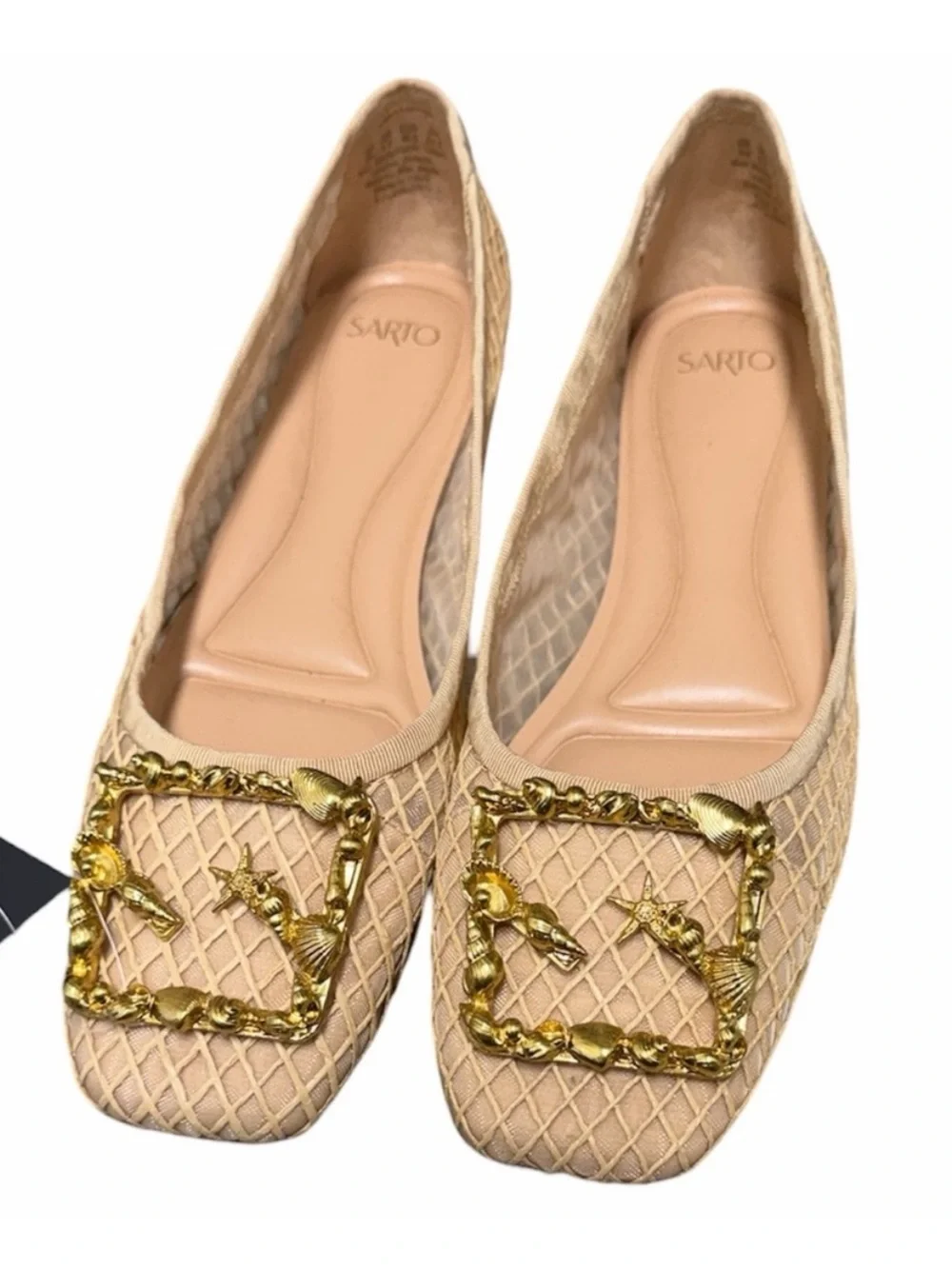 NWOB SARTO by Franco Sarto Flexa Amaya Raffia Mesh Shells Ballet Flats Size 8